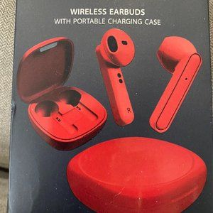xtreme time tech wireless earbuds with wireless charging case (RED)